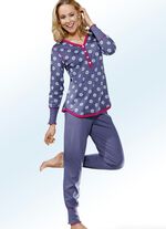 Schlafanzug, Langarm mit Knopfleiste und B&uuml;ndchen 