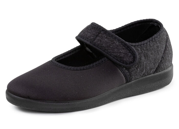 Spangenschuh aus weichem, teilweise meliertem Textilmaterial SCHWARZ
