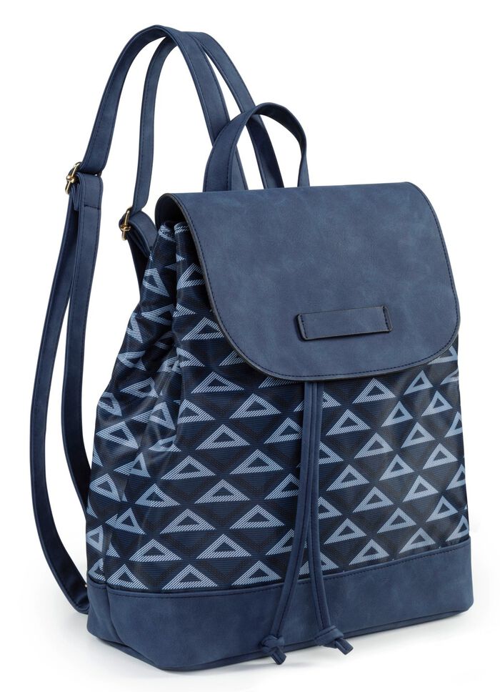 Rucksack mit effektvoll dessiniertem Textil DUNKELBLAU