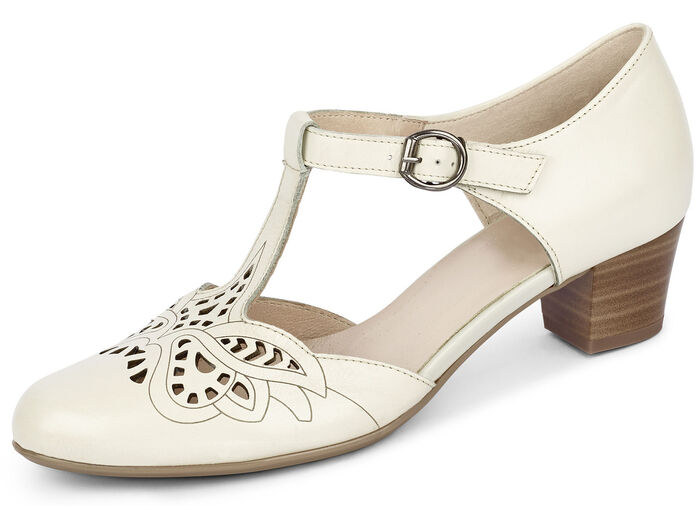 Sandaletten-Pumps mit fantasievoller Prägung ECRU