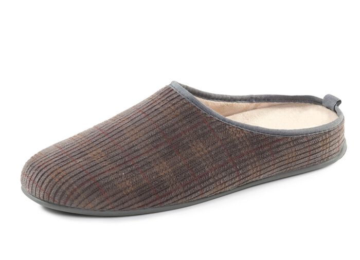 Textil-Pantoffel mit herausnehmbarem Fu&szlig;bett GRAU