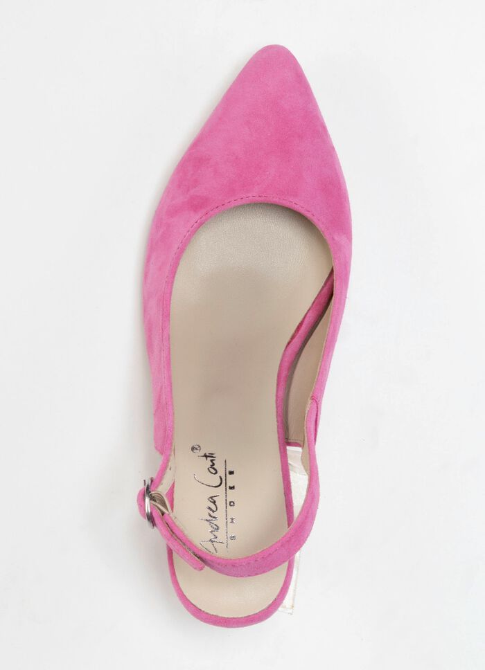 Andrea Conti Sling-Pumps aus weichem Samt-Chevreauleder PINK