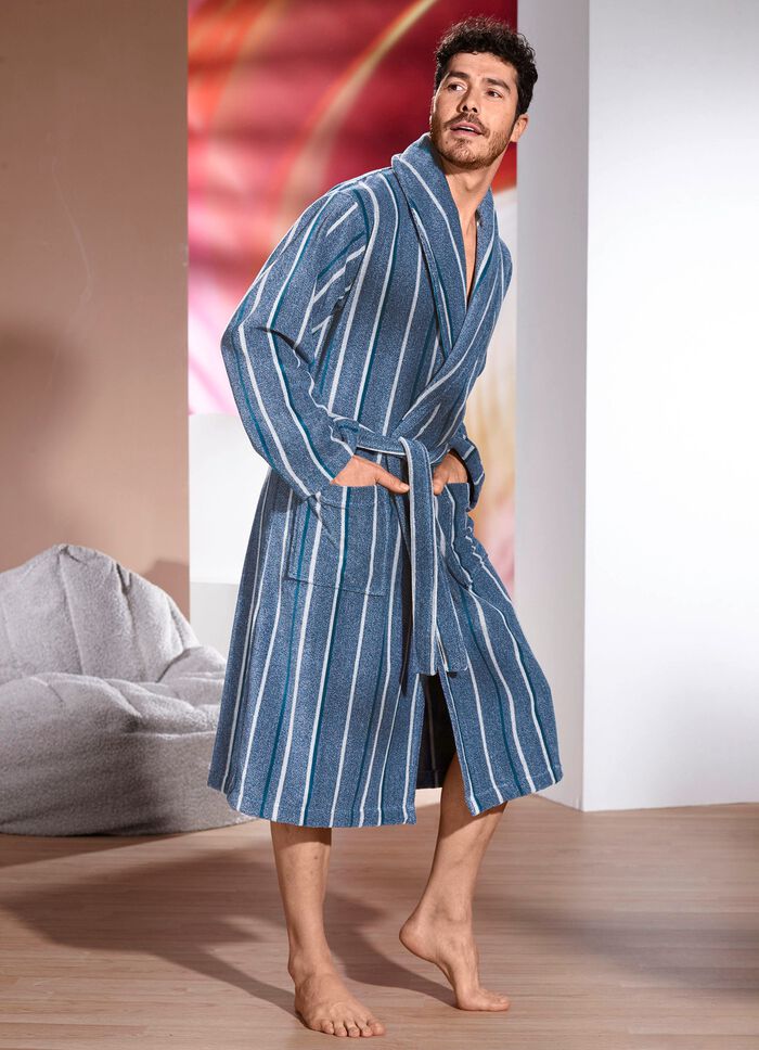 Bademantel mit Streifen-Dessin 