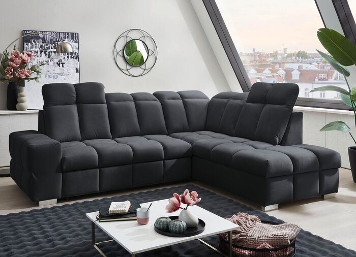 Polsterecke mit Funktion und verstellbaren Kopfst&uuml;tzen ANTHRAZIT