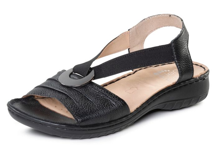 ELENA EDEN, leichte Damen-Sandalen, Weite H, mit Elastik-Bandage SCHWARZ