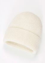 Modische Damen-M&uuml;tze, mit Umschlag WEISS