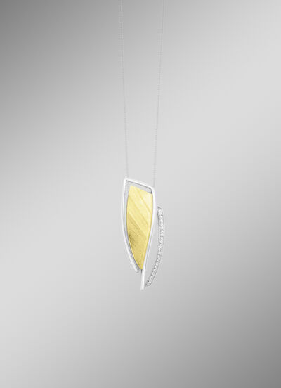 Moderner Anhänger in Bicolor mit Zirkonia 