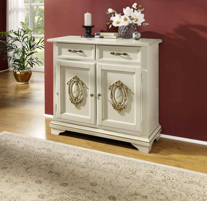 Italienische Möbelserie mit hochwertiger Holz-Applikation CREME-GOLD