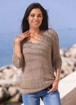 Pullover in Feinboucl&eacute; TAUPE MELIERT