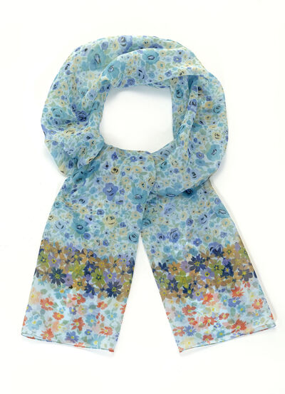 Schal mit Fantasiebl&uuml;ten-Dessin 