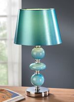 Stilvolle Keramik-Tischleuchte mit textilem Schirm T&Uuml;RKIS-CHROM