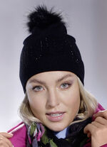 Mütze mit dezenten Glitzersteinchen SCHWARZ