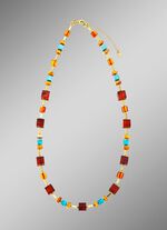 Halskette mit Bernstein und T&uuml;rkis 