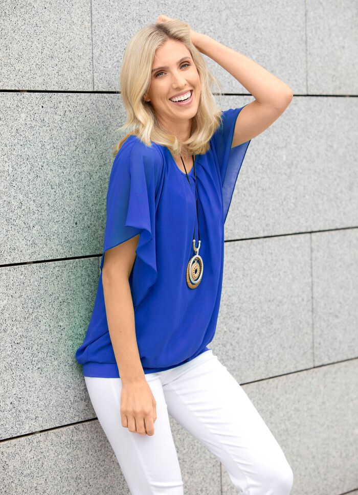 Poncho-Tunika mit eingearbeitetem Top ROYALBLAU