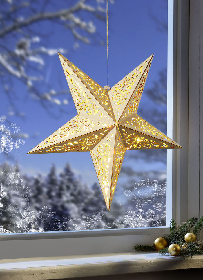Holzstern mit LED-Beleuchtung 