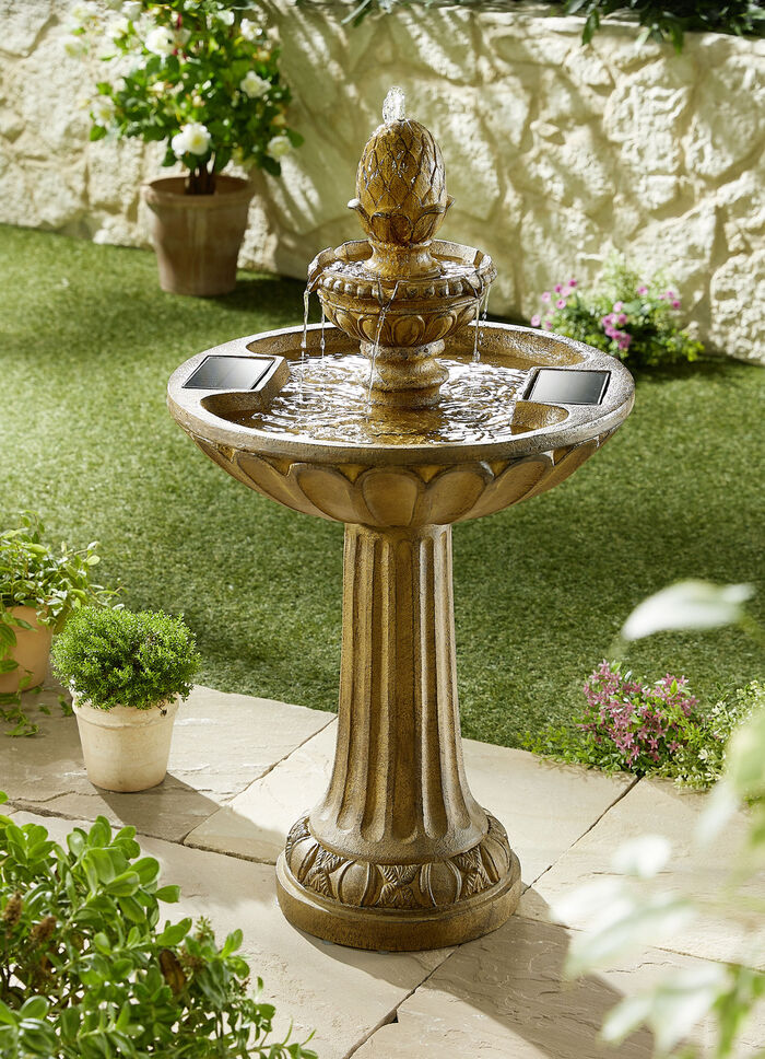 Solarbrunnen Queensbury aus wetterfestem Polyresin 