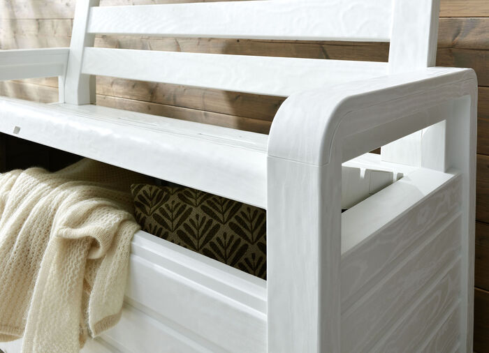 Truhenbank in toller Holz-Optik WEISS