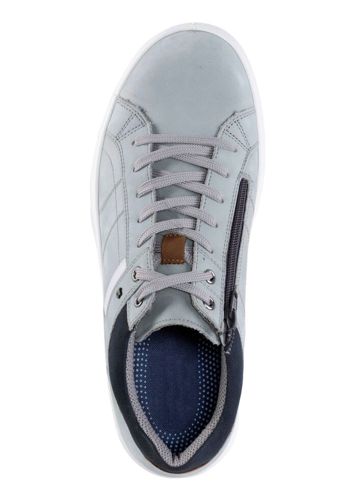 GINO GALANTE Schn&uuml;rschuh aus Nubukleder mit Kontrastbes&auml;tzen HELLGRAU-BLAU