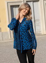Bluse mit Schluppe zum Binden in 2 Farben BLAU-SCHWARZ