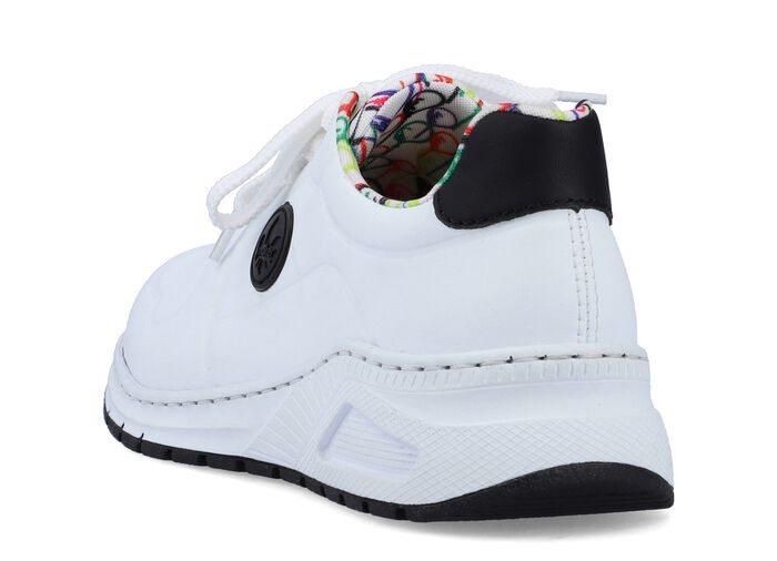 Rieker, stylische Damen-Sneaker, Weite H, mit herausnehmbarem Fu&szlig;bett WEISS-SCHWARZ