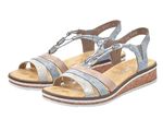 Rieker, modische Damen-Sandalen, mit Gummizug BLEU-SILBER