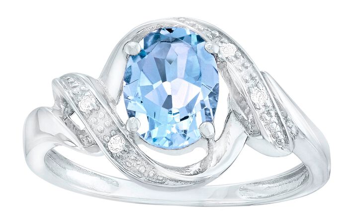 Moderner Damenring mit Blautopas und echt Wei&szlig;topas 