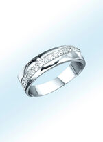 Hochgl&auml;nzender Damenring mit synth. Zirkonia 