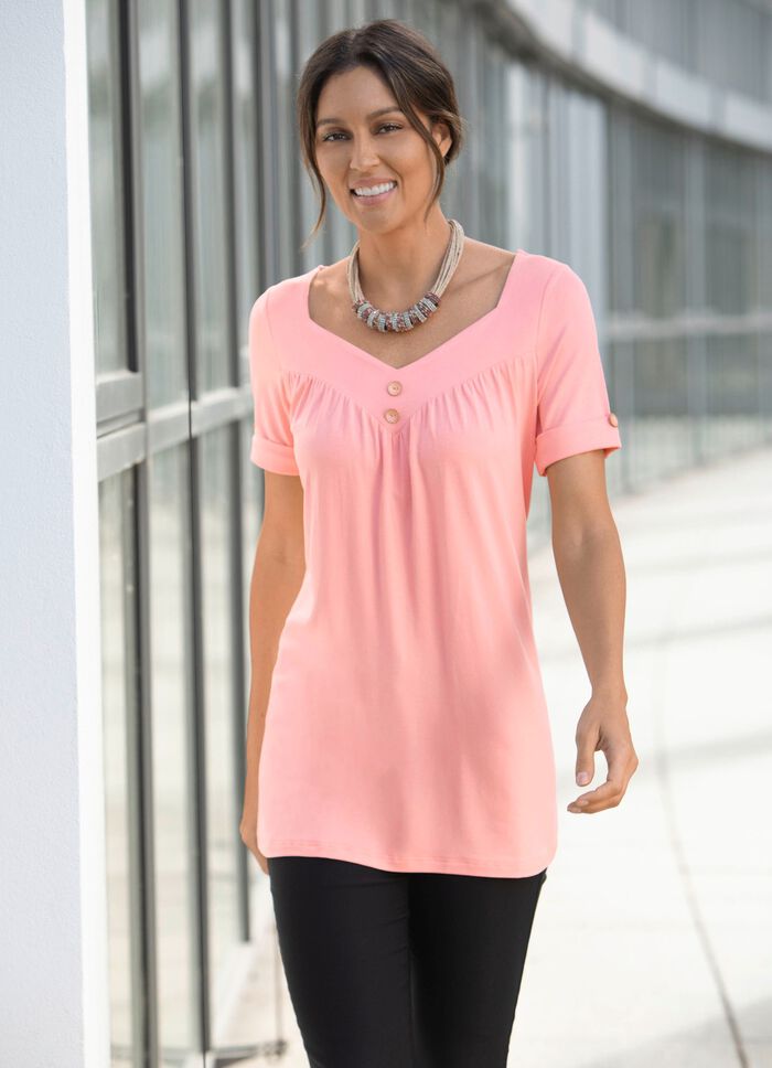 Tunika mit V-Ausschnitt in 2 Farben 