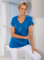 Shirt mit doppellagigen, kurzen &Auml;rmeln in 3 Farben ROYALBLAU