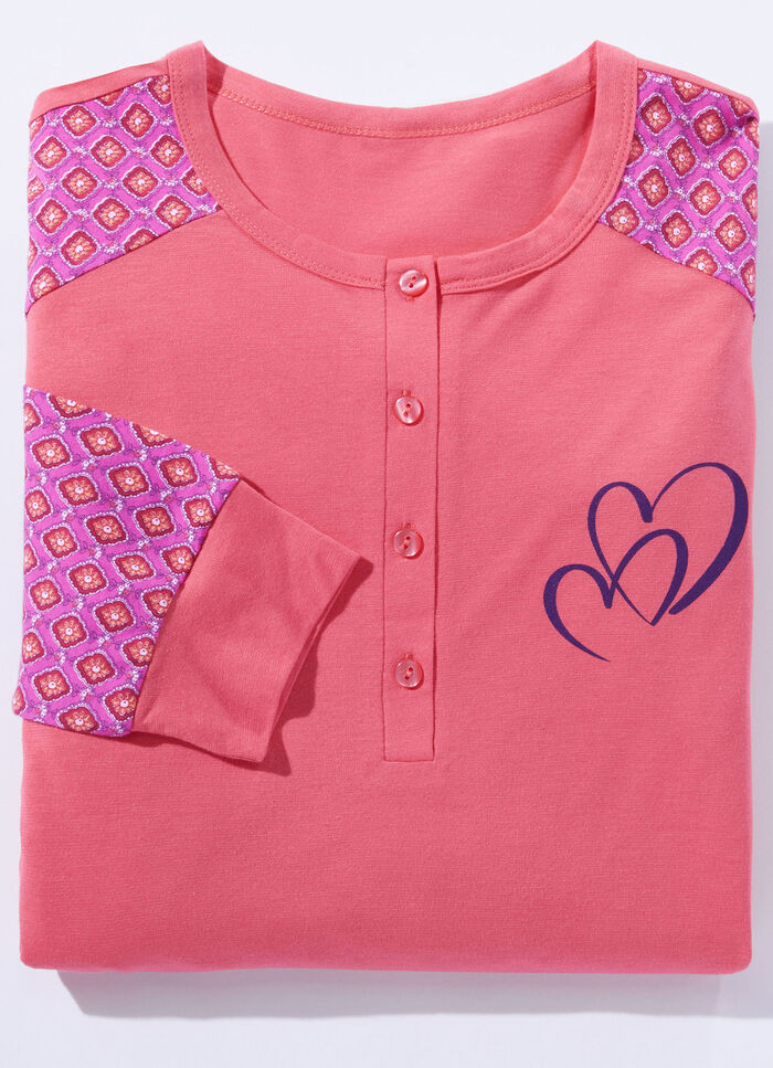 Zweierpack Nachthemden mit seitlichem Schlitz und Knopfleiste 