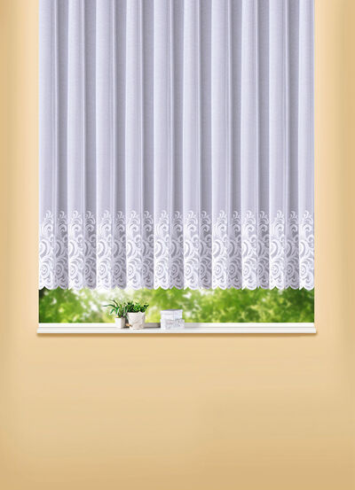 Blumenfenster-Store mit geradem Abschluss 