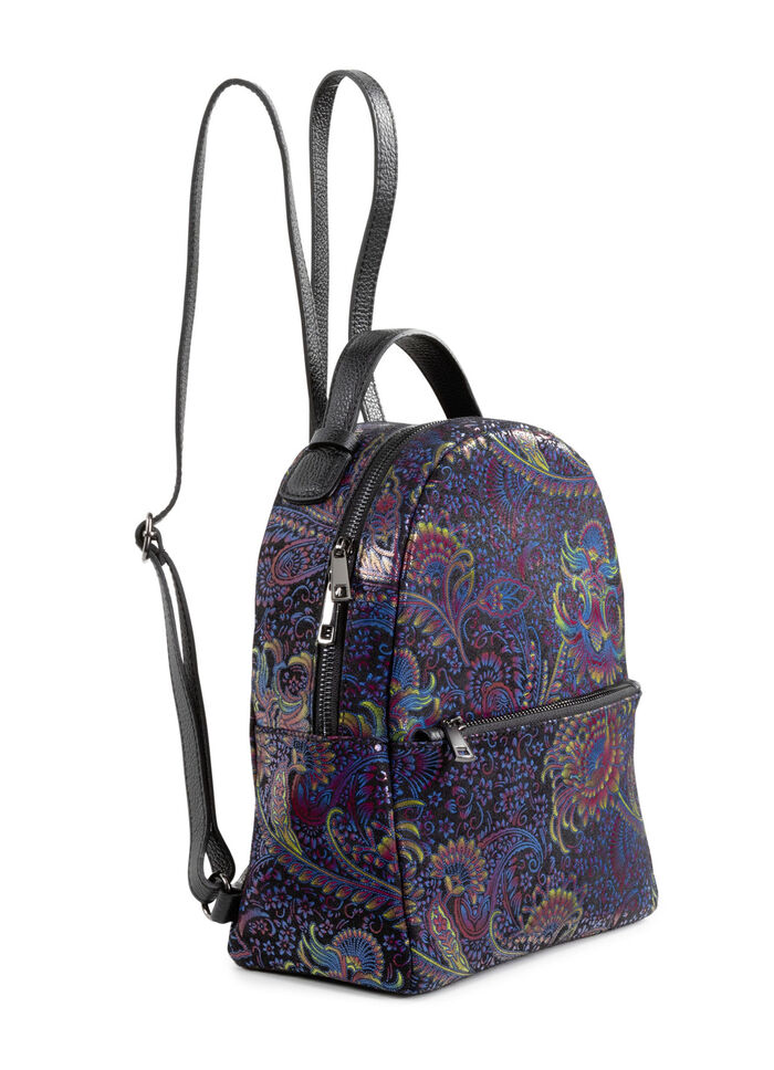 Laurina Rucksack aus bedrucktem Kalbleder SCHWARZ-BUNT