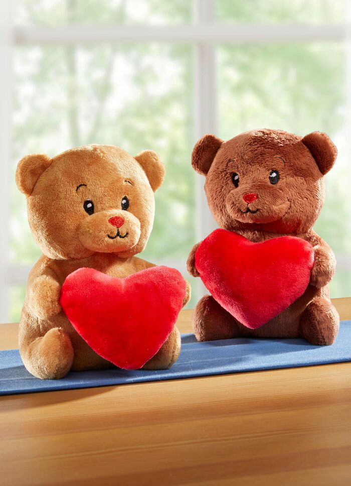 Pl&uuml;sch-Teddyb&auml;r mit Herz, 2er-Set 