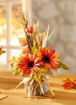 Gesteck in Jutesack ORANGE