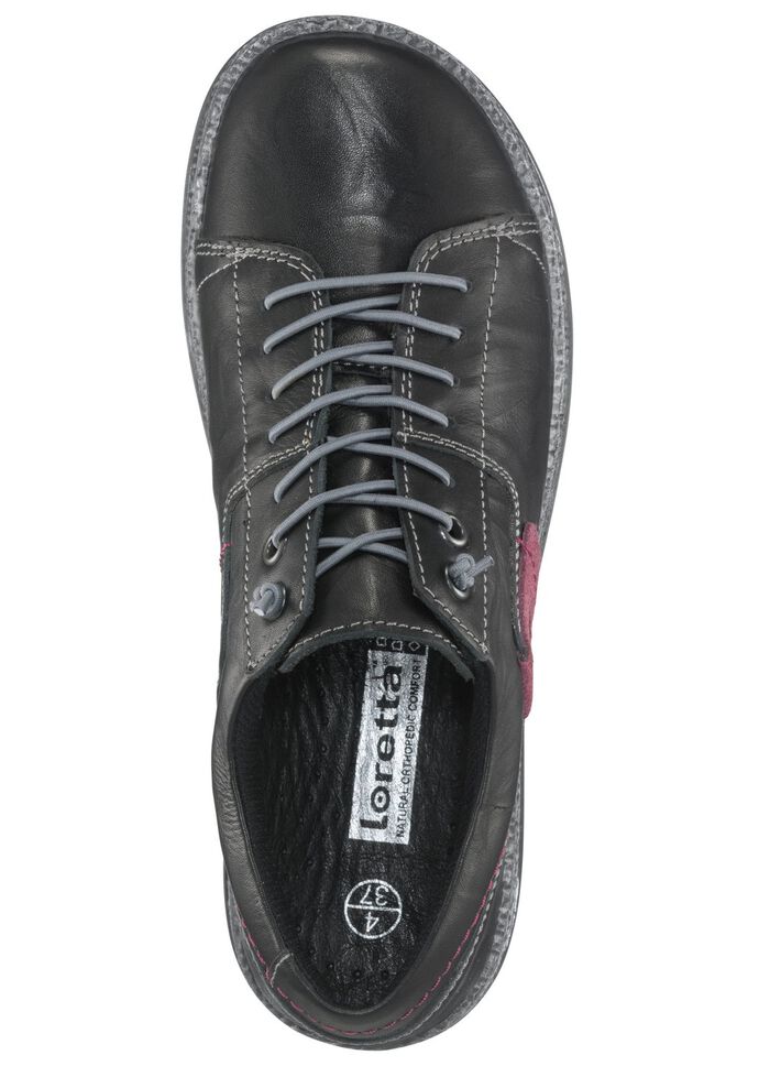 Sneaker aus Nappaleder mit Knitter-Struktur SCHWARZ-BURGUND