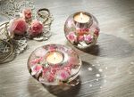 Dreamlight Teelichthalter aus mundgeblasenem Glas WEISS-PINK