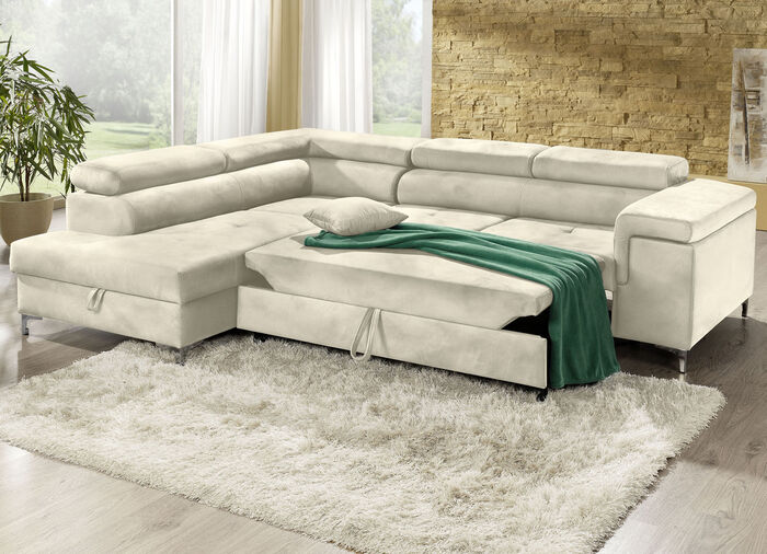 Polsterecke mit Bettfunktion und Komfortschaum-Polsterung BEIGE