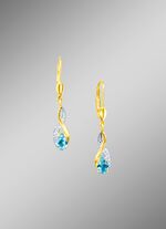 Ohrringe mit  Brillanten und echt Blautopas 