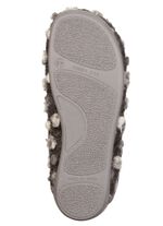 Laurina, klassische Damen-Hausschuhe, mit herausnehmbarem Fu&szlig;bett GRAU-WEISS