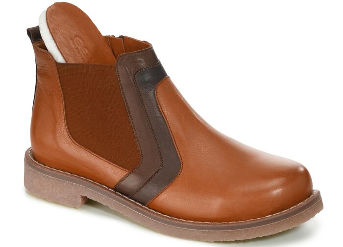 Gemini Stiefelette mit dekorativem Einsatz COGNAC-BRAUN