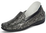 Waldläufer Mokassin-Slipper mit moderner Reptilprägung ANTHRAZIT