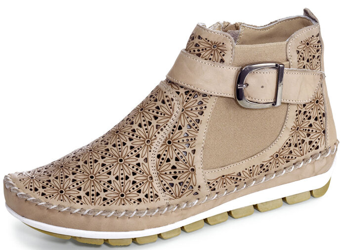 Gemini, sommerliche Damen-Stiefeletten, Weite G, mit herausnehmbarem Fußbett TAUPE