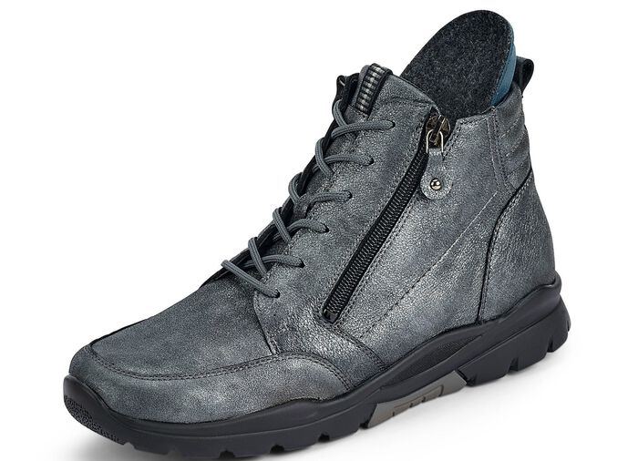 Waldl&auml;ufer, gef&uuml;tterte Damen-Stiefeletten, Winterschuhe, Weite H, mit herausnehmbarem Fu&szlig;bett ALTSILBER