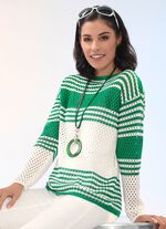 Pullover mit Ajourmuster ECRU-GRÜN