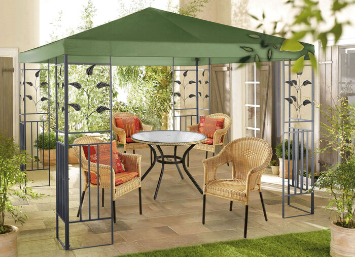 Pavillon Lukas mit pulverbeschichtetem Stahlgestell GRÜN