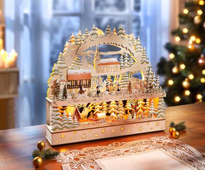 Schwibbogen aus Holz mit LED-Beleuchtung 