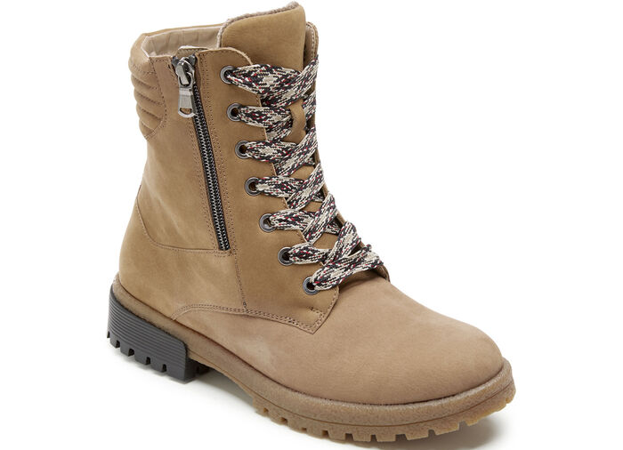 Waldläufer Schnür-Stiefelette aus bestem Nubukleder CAMEL