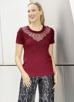 Shirt-Tunika mit Netz-Einsatz BORDEAUX