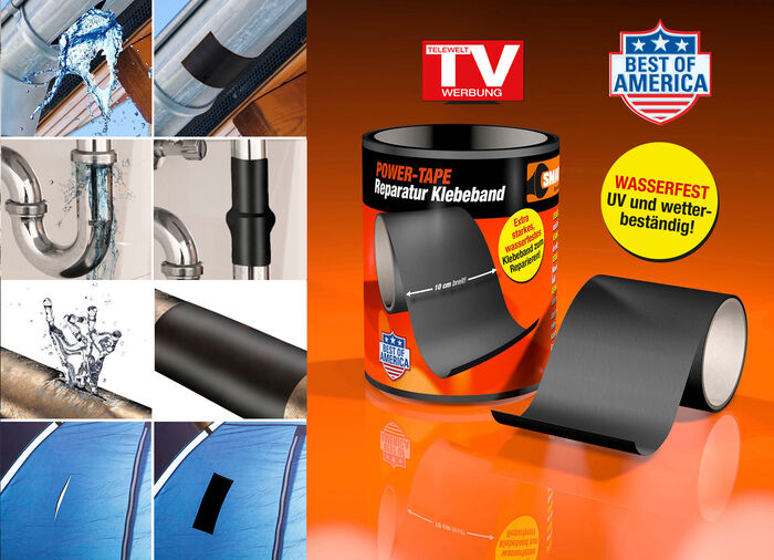 Wasserfestes und wetterbeständiges Reparatur-Klebeband SCHWARZ