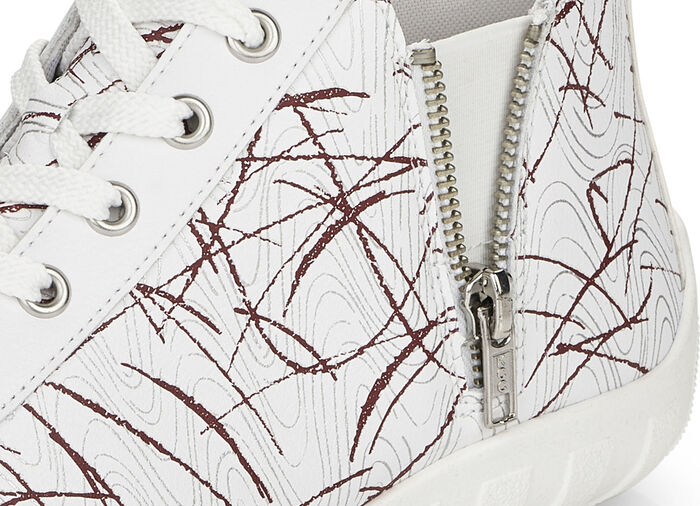 Remonte Schnür-Stiefelette aus effektvoll bedrucktem Nappaleder WEISS-ROT